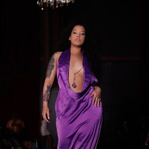 Custom purple silk gown